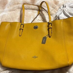 Coach Mustard Yellow Leather Tote